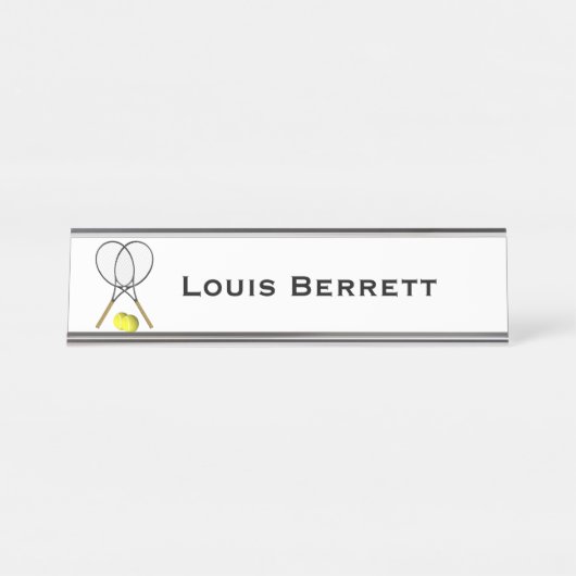 Doubles Tennis Sport Theme Bureau Naambordje (Voorkant)