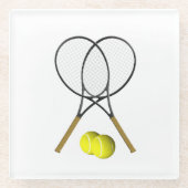 Doubles Tennis Sport Theme Glazen Onderzetter (Voorkant)