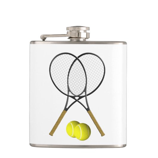 Doubles Tennis Sport Theme Heupfles (Voorkant)