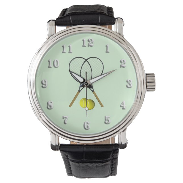 Doubles Tennis Sport Theme Horloge (Voorkant)