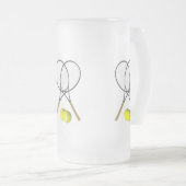 Doubles Tennis Sport Theme Matglas Bierpul (Voorkant rechts)