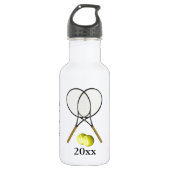 Doubles Tennis Sport Theme Name / Datum Waterfles (Voorkant)