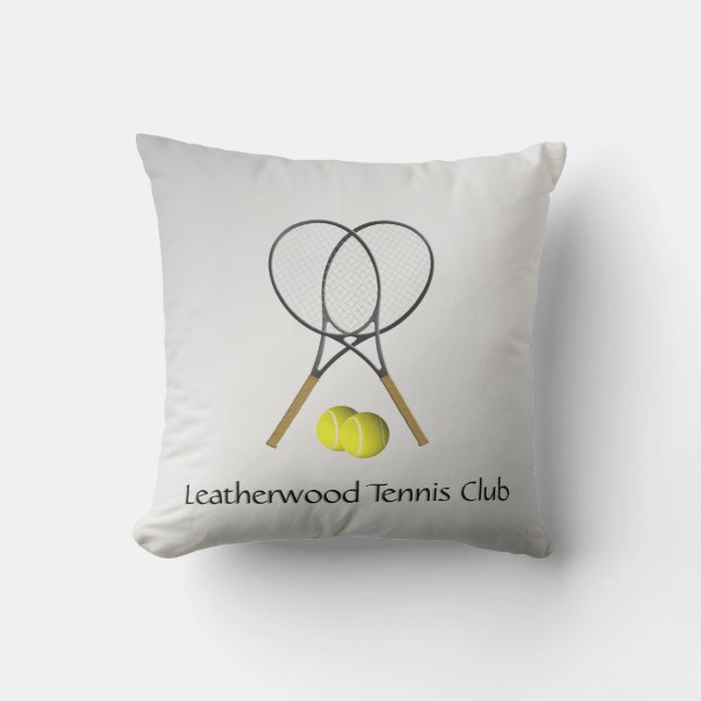 Doubles Tennis Sport Theme Silver Buitenkussen (Voorkant)
