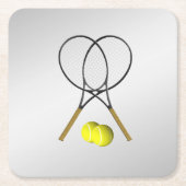 Doubles Tennis Sport Theme Silver Kartonnen Onderzetters (Voorkant)