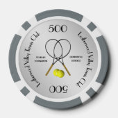 Doubles Tennis Sport Theme Silver Pokerchips (Achterkant)