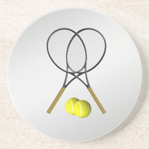 Doubles Tennis Sport Theme Silver Zandsteen Onderzetter