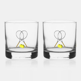 Doubles Tennis Sport Theme Whisky Glas