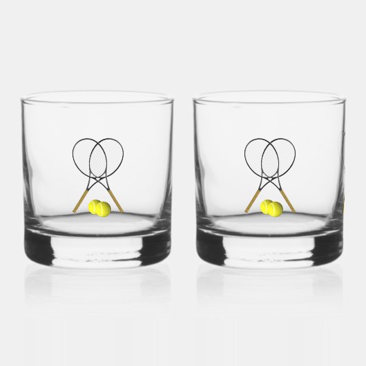 Doubles Tennis Sport Theme Whisky Glas (Voorkant)
