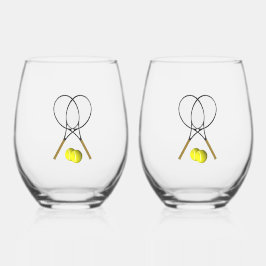 Doubles Tennis Sport Theme Wijnglas Zonder Voet