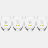 Doubles Tennis Sport Theme Wijnglas Zonder Voet (Voorkant)