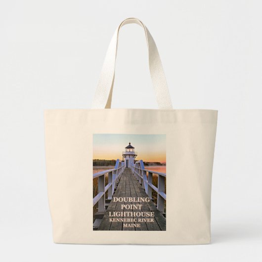 Doubling Point Lighthouse, Arrowsic Island Grote Tote Bag (Voorkant)