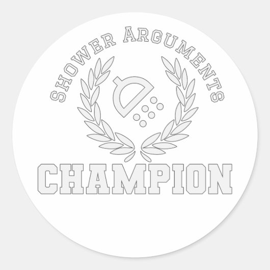 Douche argumenten kampioen ronde sticker (Voorkant)
