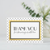 Douche Bedankt Opmerking Kaart, Zwart Wit Goud (Staand voorkant)