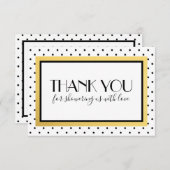 Douche Bedankt Opmerking Kaart, Zwart Wit Goud (Voorkant / Achterkant)