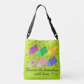 Douche de daklozen met liefde: crossbody tas (Achterkant)