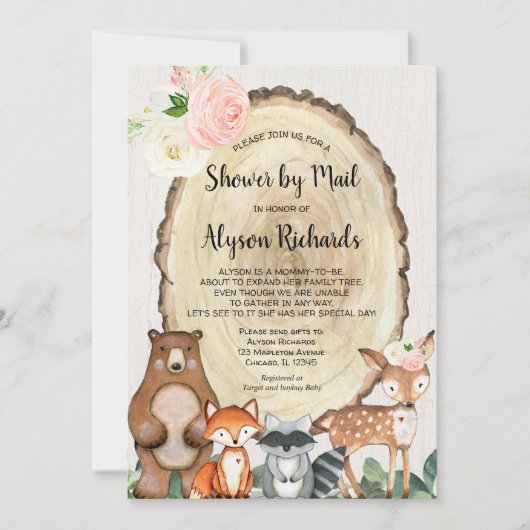 Douche door de post robuuste meisje bos baby showe kaart (Voorkant)