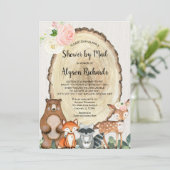 Douche door de post robuuste meisje bos baby showe kaart (Staand voorkant)