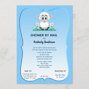 Douche door Mail Baby Boy Blauw Schattige Lam Kaart