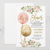 Douche door Mail ballon baby shower meisje Kaart (Voorkant / Achterkant)