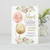 Douche door Mail ballon baby shower meisje Kaart (Staand voorkant)