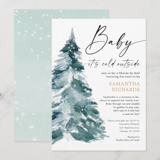 Douche door Mail genderneutraal winterse baby show Kaart (Voorkant / Achterkant)