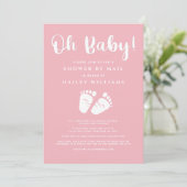 Douche door Mail Oh Baby Girl Voeten Roze Wit Kaart (Staand voorkant)