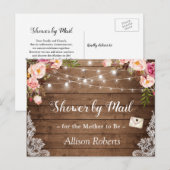 Douche door Mail Rustieke Bloemen Kant String Ligh Briefkaart (Voorkant / Achterkant)