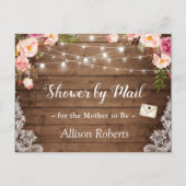 Douche door Mail Rustieke Bloemen Kant String Ligh Briefkaart (Voorkant)