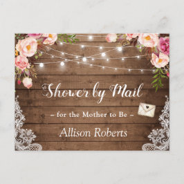 Douche door Mail Rustieke Bloemen Kant String Ligh Briefkaart