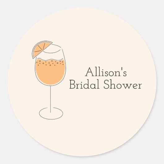 Douche en bruisende cocktail bruidsdouche ronde sticker (Voorkant)