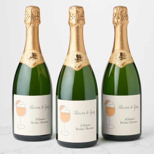 Douche en Spritz Bruisende Cocktail Bruidsbruiloft Sparkling Wijnetiket (Flessen)