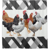 Douche Gordijn Kip Zwart Grijs (Voorkant)