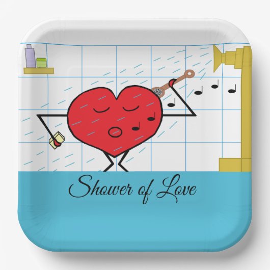 Douche Liefdesstromen: Bruids Feest Papieren Bordje (Voorkant)