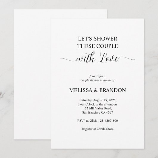 Douche met liefde Eenvoudige moderne paar douche Kaart (Voorkant / Achterkant)