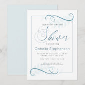 Douche Modern gebladerte Smokey Blue Kaart (Voorkant / Achterkant)