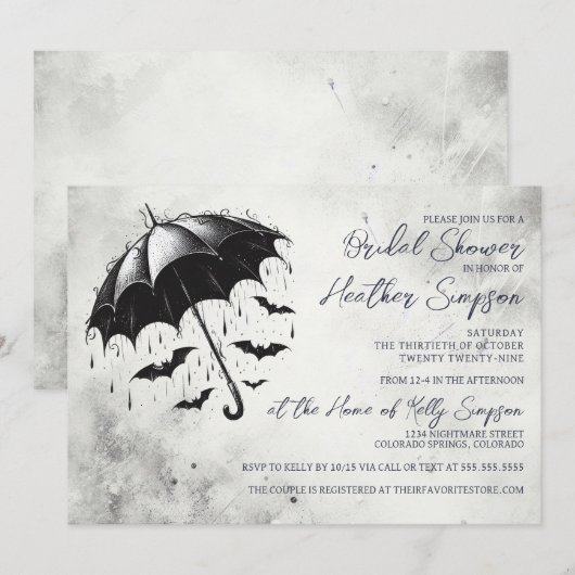 Douche Paraplu Vrijgezellenfeest Kaart (Voorkant / Achterkant)