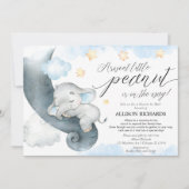 Douche per mail blauw geel olifant baby shower kaart (Voorkant)