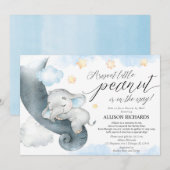 Douche per mail blauw geel olifant baby shower kaart (Voorkant / Achterkant)