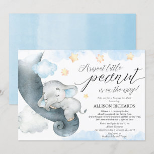 Douche per mail blauw geel olifant baby shower kaart