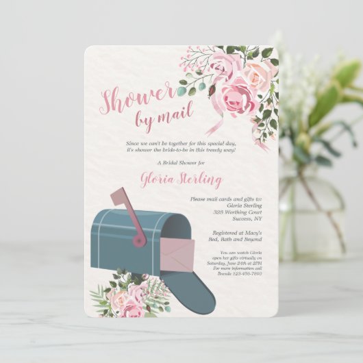 Douche per Mail Bruidsdouche Uitnodiging (Staand voorkant)