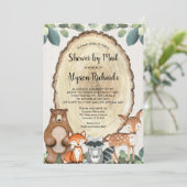 Douche per mail woodland genderneutraal baby showe kaart (Staand voorkant)