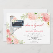 Douche per post blos roze bloemenmeisje baby showe kaart (Voorkant)