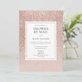 Douche per post lange afstand roze goud glitters kaart (Staand voorkant)
