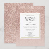 Douche per post lange afstand roze goud glitters kaart (Voorkant / Achterkant)