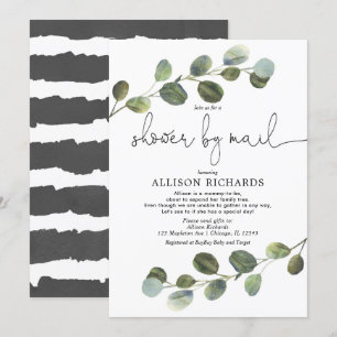 Douche per post modern eucalyptus baby shower kaart