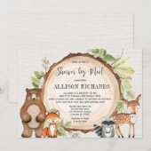Douche per post rustieke bosdieren baby shower kaart (Voorkant / Achterkant)