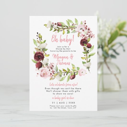 douche per post uit de uitnodiging voor een baby s (Staand voorkant)