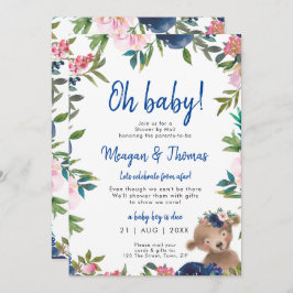 Douche per post van Afar beer Blue baby shower Kaart