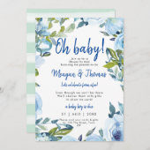 douche per post van het afar blue baby shower kaart (Voorkant / Achterkant)