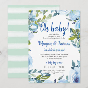 douche per post van het afar blue baby shower kaart